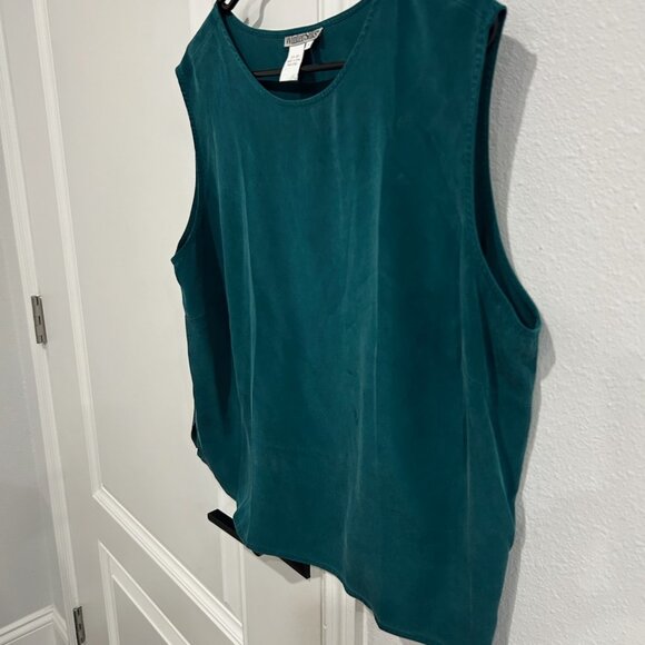 WinterSilks Womens Teal 100% Silk Sleeveless Tank Top Size IX Soft Lightweight - Picture 3 of 9